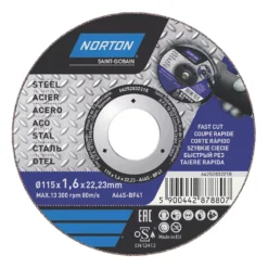 Norton Metal Cutting Disc 4 1/2" (115mm) X 1.6 X 22.23mm 5 Pack