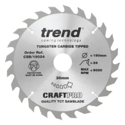 Trend CraftPo CSB/19024 Wood Circular Saw Blade 190 X 30mm 24T