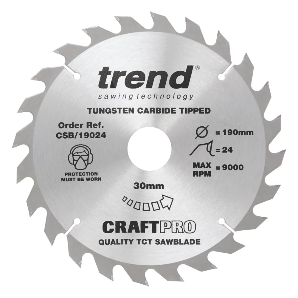 Trend CraftPo CSB/19024 Wood Circular Saw Blade 190 X 30mm 24T 1 Trend CraftPo CSB/19024 Wood Circular Saw Blade 190 X 30mm 24T