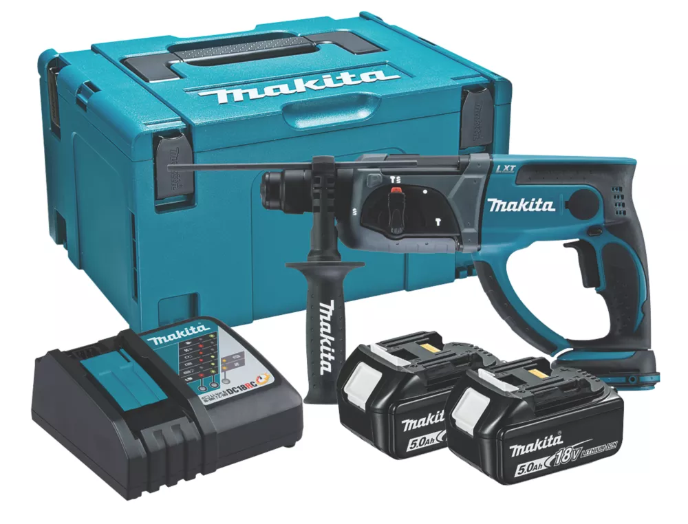 Makita DHR202RTJ 3.2kg 18V 2 X 5.0Ah Li-Ion LXT Cordless SDS Rotary Hammer Drill 1 Makita DHR202RTJ 3.2kg 18V 2 X 5.0Ah Li-Ion LXT Cordless SDS Rotary Hammer Drill