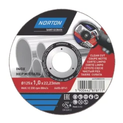 Norton Stainless Steel Metal Cutting Disc 5" (125mm) X 1 X 22.2mm