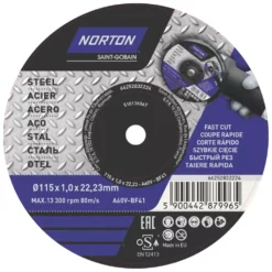 Norton Metal Cutting Disc 4 1/2" (115mm) X 1 X 22.23mm 5 Pack
