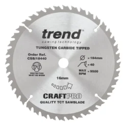 Trend CraftPo CSB/18440 Wood Circular Saw Blade 184 X 16mm 40T