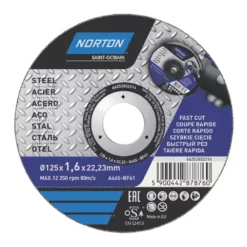 Norton Metal Metal Cutting Disc 5" (125mm) X 1.6 X 22.23mm