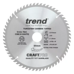 Trend CraftPo CSB/21060TC Wood Thin Kerf Circular Saw Blade For Cordless Saws 210 X 30mm 60T