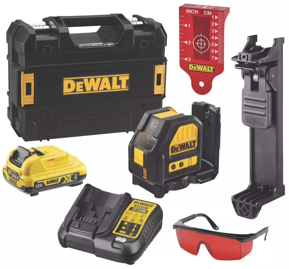 DeWalt DCE088D1R-GB 12V 1 X 2.0Ah Li-Ion XR Red Self-Levelling Cross-Line Laser Level 4 DeWalt DCE088D1R-GB 12V 1 X 2.0Ah Li-Ion XR Red Self-Levelling Cross-Line Laser Level - Image 4