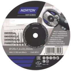 Norton Multi-Material Cutting Disc 5" (125mm) X 1.6 X 22.23mm 5 Pack
